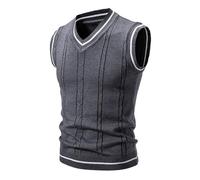 SOOUICKER Strickpullover Herren Ärmellos Pullover V Ausschnitt Slim Fit Strickweste Elegant Strick Pulli Modern Sweatshirt Zopfmuster Weste