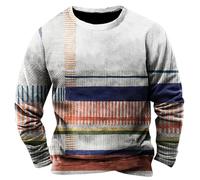 SOOUICKER Sweatshirt Herren Ohne Kapuze Bunt Pullover Herren mit Aufdruck Rundhals Langarmshirt Herren Print Regular Fit Sweatshirt Herren Vintage Sport Sweatshirt Herren 3D Druck
