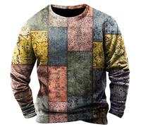 SOOUICKER Sweatshirt Ohne Kapuze Bunt Mit Aufdruck Rundhals Langarmshirt Print Regular Fit Vintage Sport 3D Druck Herren Pullover