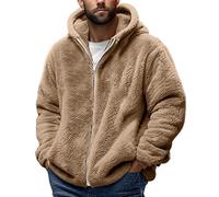 SOOUICKER Teddy Fleecejacke Herren mit Kapuze Zip Hoodie Winter Sweatjacke mit Teddyfell Oversized Kapuzenjacke Warm Teddyfleece Jacke Übergangsjacke Fleece Sportlich