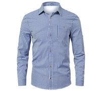 SOOUICKER Trachtenhemd Herren Langarm Hemd Kariert Casual Herrenhemden Comfort Fit mit Brusttasche Kariertes Hemd Oktoberfest Freizeithemd Regular Fit Muster Karo