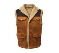 SOOUICKER Weste Herren Outdoor Winter Fleeceweste Warm Winterweste Gefüttert mit Vielen Taschen Übergangsjacke Ärmellos Fleece Bomberjacke mit Fellkragen Winterjacke Vintage