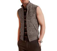 SOOUICKER Weste Herren Strick Stehkragen Strickjacke Ärmellos Cardigan mit Reißverschluss Sportlich Übergangsjacke Elegant Strickpullover Outdoor Strickweste Modern
