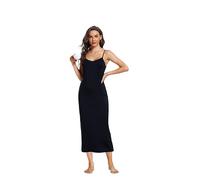 Sopesil Damen Unterkleid Lang Sexy Unterkleider mit Trägern Unterröcke Petticoat Knielänge Petticoat Cami Nachthemd Frauen Sleepwear Schwarz,XXL