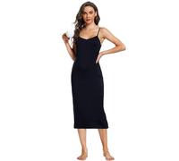 Sopesil Damen Unterkleid Lang Sexy Unterkleider mit Trägern Unterröcke Petticoat Knielänge Petticoat Cami Nachthemd Frauen Sleepwear Schwarz,L