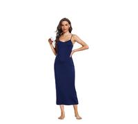 Sopesil Damen Unterkleid Lang Sexy Unterkleider mit Trägern Unterröcke Petticoat Knielänge Petticoat Cami Nachthemd Frauen Sleepwear Navy Blau,S