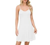 Sopesil Damen Unterkleid Sexy Unterkleider mit Trägern Unterröcke Petticoat Knielänge Petticoat Cami Nachthemd Frauen Sleepwear,Weiß,L