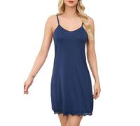 Sopesil Damen Unterkleid Sexy Unterkleider mit Trägern Unterröcke Petticoat Knielänge Petticoat Cami Nachthemd Frauen Sleepwear,Navy Blau,S