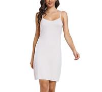 Sopesil Damen Unterkleid Sexy Unterkleider mit Trägern Unterröcke Petticoat Knielänge Petticoat Cami Nachthemd Frauen Sleepwear,Weiß,L