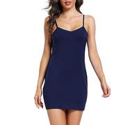Sopesil Damen Unterkleid Sexy Unterkleider mit Trägern Unterröcke Petticoat Knielänge Petticoat Cami Nachthemd Frauen Sleepwear,Navy Blau,XXL