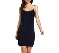Sopesil Damen Unterkleid Sexy Unterkleider mit Trägern Unterröcke Petticoat Knielänge Petticoat Cami Nachthemd Frauen Sleepwear,Schwarz,XL