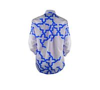 Sophia Schneider-Esleben Unisex Shirt Lui - Unisex Hemd Damenhemd und Herrenhemd aus Bio-Baumwolle Weiß-Blau M