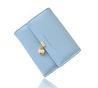 Sophie Siero Geldbeutel Damen glattem und weichem Leder Geldbörse Frauen klein - Portemonnaie Mädchen mit vielen Fächern (Hellblau)