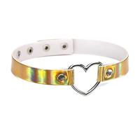 Sopodbacker Halskette Ketten Schmuck Herren Frauen Anhänger Necklace Halskette Geschenk Frauen Holographisches Herz Laser Kragen Schmuck Bunt Hochzeit Party 2-Gelb