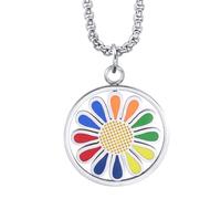 Sopodbacker Halskette Ketten Schmuck Herren Frauen Anhänger Necklace Halskette Rotierendes Gänseblümchen Hip-Hop Männer Und Frauen Party Geometrische Hochzeit Punk Geschenk 链长70Cm