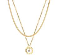 Sopodbacker Halskette Ketten Schmuck Herren Frauen Anhänger Necklace Kette Double Layer Halskette Römische Ziffer Kreis Anhänger Damen Goldfarben