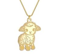 Sopodbacker Halskette Ketten Schmuck Herren Frauen Anhänger Necklace Schaf Anhänger Halskette Lamm Lange Kette Frauen Tierschmuck Geschenke Goldfarben