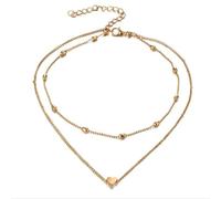 Sopodbacker Halskette Ketten Schmuck Herren Frauen Anhänger Necklace Schöner Stil 2 Schichten Liebe Herz Mehrschichtige Kette Choker Halskette Frauen Mädchen Geschenke Hochzeit Party Gold