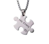 Sopodbacker Halskette Ketten Schmuck Herren Frauen Anhänger Necklace Sommer Paar Puzzle Anhänger Halskette Männer Und Frauen Party Geometrische Hochzeit Punk Hiscrazy银色