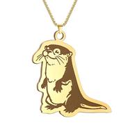 Sopodbacker Halskette Ketten Schmuck Herren Frauen Anhänger Necklace Süße River Otter Halskette Frauen Mädchen Tier Anhänger Geschenk Gold-Farbe