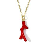 Sopodbacker Halskette Ketten Schmuck Herren Frauen Anhänger Necklace Urlaub Emaille Koralle Halskette Wasserdichter Anhänger Schmuck Frau Täglich Tragen Hochzeit Party Boho 2