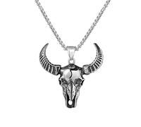 Sopodbacker Halskette Ketten Schmuck Herren Frauen Anhänger Necklace Vintage Berg Stier Kopf Dämon Anhänger Halskette Männer Und Frauen Party Geometrisch Hochzeit Einfach