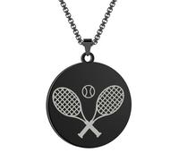 Sopodbacker Halskette Ketten Schmuck Herren Frauen Anhänger Necklacekreisförmiges Tag Tennis Schläger Anhänger Halskette Männer Hip Hop Punk Zubehör Schwarz