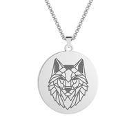 Sopodbacker Halskette Ketten Schmuck Herren Frauen Anhänger Necklacewolf Anhänger Halskette Geometrisch Wolf Platte Anhänger Party Retro Punk Stahl