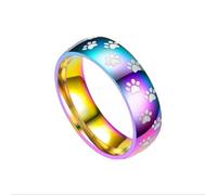 Sopodbacker Ring Ringe Damen Bijouterie Herren Hund Katze Pfote Ringe Ehering Regenbogen Paar Ring Frauen Breite 8Mm Punk 9