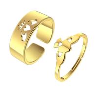Sopodbacker Rings Ring Ringe Damen Bijouterie Herren Klassisches Claddagh Herz Verstellbares Ringset Für Paare Hochzeit Gold