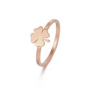 Sopodbacker Rings Ring Ringe Damen Bijouterie Herren Kleeblatt-Muster-Ring Für Mädchen Frauen Ringe Vierblättriges Paar Hochzeitsfeier 7 Rosegold