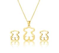 Sopodbacker Während Halskette Ketten Schmuck Herren Frauen Anhänger Necklacehohle Teddy Welpen Anhänger Halskette Retro Party Einfache Goldfarbene Ohrring Halskette Set
