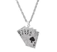 Sopodbacker Während Halskette Ketten Schmuck Herren Frauen Anhänger Necklacespielkarten-Halskette Straight Flush Clavicle Halskette Unisex 04 Weißer König Pik-Ass