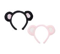 SOPOTUTU 2 Stück Teiliges Niedliches Bärenohren Haarband Weiches Plüsch Stirnband Vielseitig Verwendbar als Make Up und Waschen Haarfixierer Bequemes Kopfschmuck Accessoire für Party und