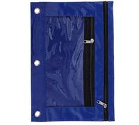 SOPOTUTU Binder Reißverschlusstasche mit Großem Fassungsvermögen Blaues Federmäppchen mit Stiftehalter und Transparenten Fächern für Schule und Beruf