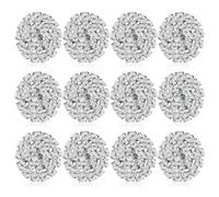 SOPOTUTU Silberne Strassknöpfe Dekorative Massenknöpfe Rund aus Metall und Rhinestone 12 für Kleidung und Französische Haarnadeln bei Hochzeiten und Bastelarbeiten