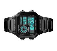 Sorandy Sport-Herrenuhr aus Edelstahl, Chronographenuhr mit Digitaler Hintergrundbeleuchtung, Fitness-Tracker-Uhr, Ideal für Outdoor-Aktivitäten (Black)