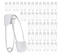 Sorcristy 50 Stück Sicherheitsnadeln Klein 40mm Windel Stifte Weiß Kunststoff Kopf Windelnadeln mit Verriegeln Verschluss für Baby Stoff Windeln Befestigung Kleidung Basteln