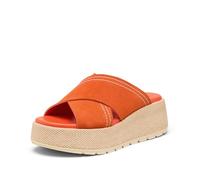 Sorel Sunpeak Plateau-Slipper für Damen, Crimson Fire/Honey White, 6.5