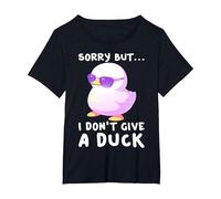 Sorry But I Don't A Give A Duck Lustige Süße Ente Kawaii Lofi T-Shirt, Damen Große Größen, Schwarz, 3X