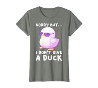 Sorry But I Don't A Give A Duck Lustige Süße Ente Kawaii Lofi T-Shirt, Damen, Heidekraut/Armeegrün, XL