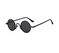 SORVINO Retro Kleine Runde Sonnenbrille für Männer Frauen Vintage John Lennon Stil Metallrahmen, Schwarzer Rahmen/graue Linse, Small