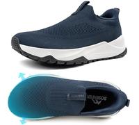 Sosenfer Breite Walkingschuhe Herren Extra Weit Slip On Sneaker rutschfeste Sportschuhe Ohne SchnüRsenkel Weite Turnschuhe Outdoor Freizeitschuhe Tiefblau gr.43
