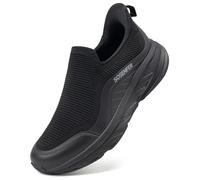 Sosenfer Herren Walkingschuhe Slip On Sneaker Herren Ohne Schnürsenkel Turnschuhe Atmungsaktive Hände frei Freizeitschuhe Leichte Outdoor Straßenlaufschuhe Schwarz gr.41