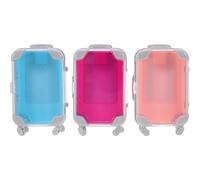 Sosoport 3 Stück Mini Koffer Schmuckbox aus Kunststoff Kleine Reisebox für Schmuckaufbewahrung Tragbarer Organizer für Ohrringe Halsketten Ringe Vielseitige Partygeschenkbox in Rosa Blau