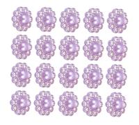 Sosoport 50 Stück Dekorative Selbstgemacht Knöpfe aus Kunstharz mit Perlen und Kristallblumenform zum Aufkleben für Kleidung und Scrapbook Bastelprojekte