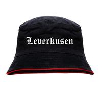 sostex Leverkusen Anglerhut - Altdeutsche Schrift - Schwarz-Roter Fischerhut XL Schwarz