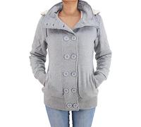 Sotala Damen Jacke Mantel Winterjacke Kapuze Dufflejacke Hoodie Dufflecoat Fleece 065 42 (XL) Grau