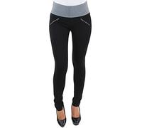 Sotala Damen Legging Leggins Skinny Jeggings Hochschnitt Hochbund hoher Schnitt Röhrenhose Slim Fit Stoff Stretchhose Damenhose Treggings Hose Sport Hose Zipper Schwarz Grau