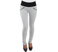 Sotala Damen Legging Leggins Skinny Jeggings Hochschnitt Hochbund hoher Schnitt Röhrenhose Slim Fit Stoff Stretchhose Damenhose Treggings Hose Sport Hose Zipper Schwarz Grau
